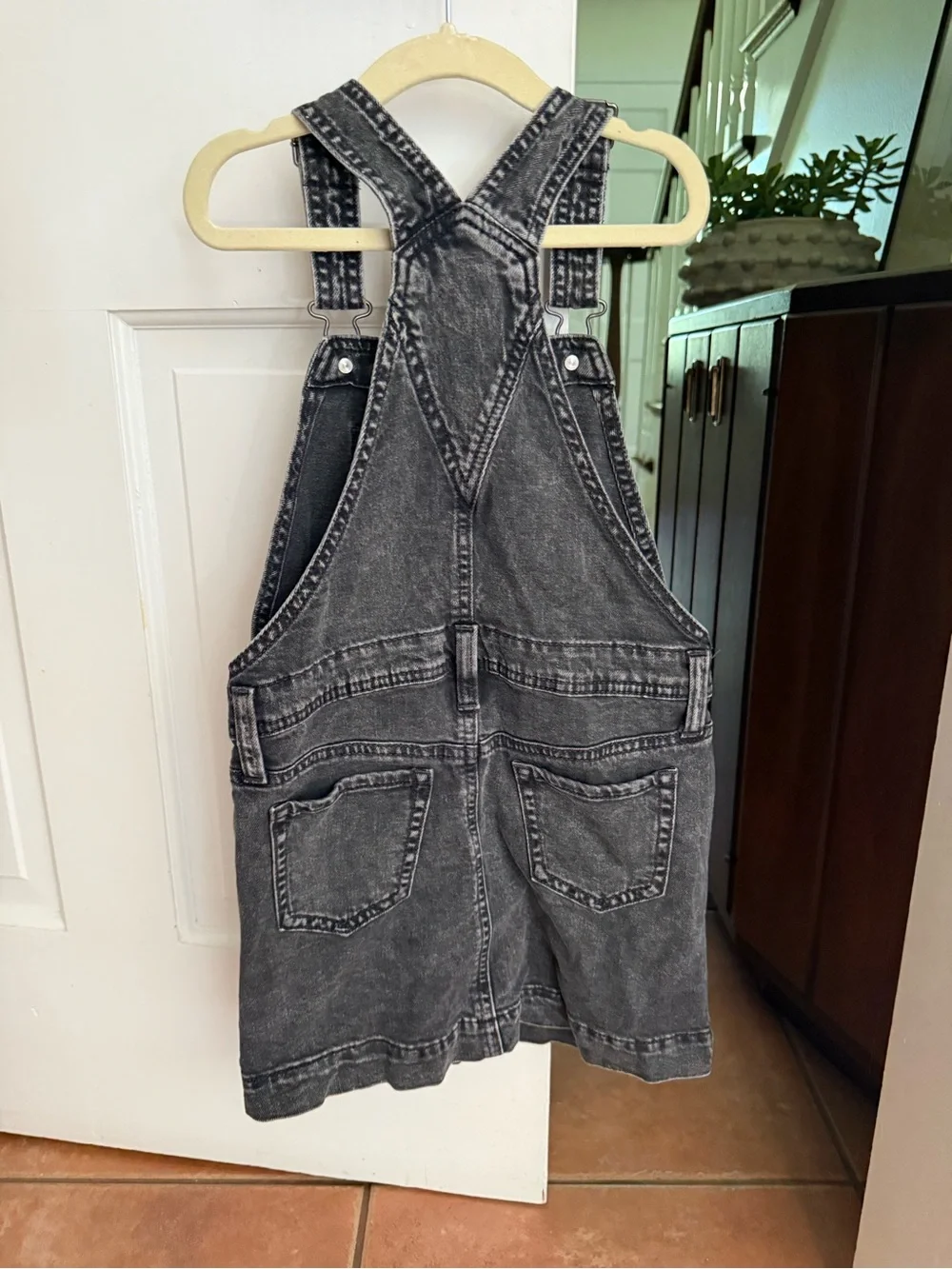 Gap Kids Girls Black Acid Wash Denim Overall Dress Skirtall S 6-7